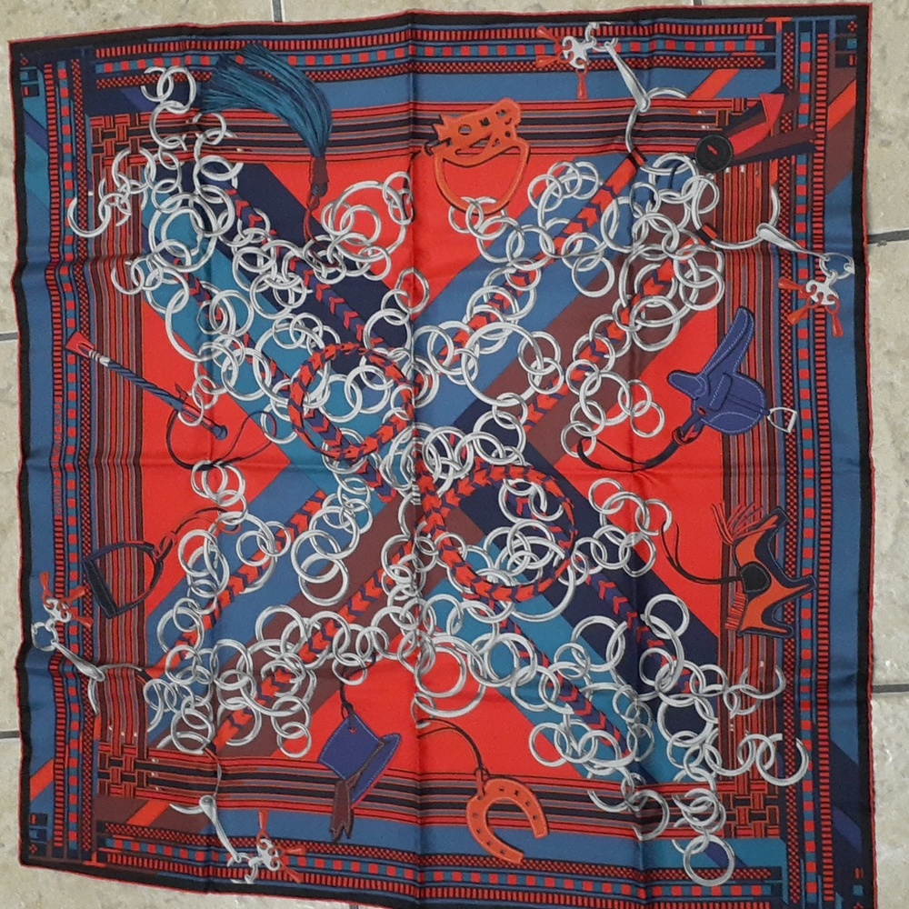 Wow! Red & Blue Brides Et Gris Gris Hermes Scarf - New With Original Tags & Box!